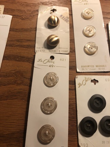 Lot of Vintage Buttons on Cards; Le Chic