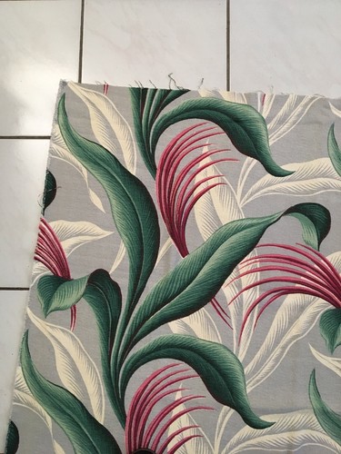 Barkcloth Fabric Remnant Tropical Leaves