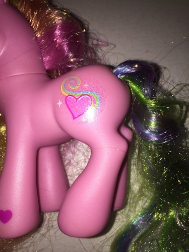 My Little Pony G3 2006 Super Long Tinsel Hair Pink Unicorn Rarity Glitter Cutie