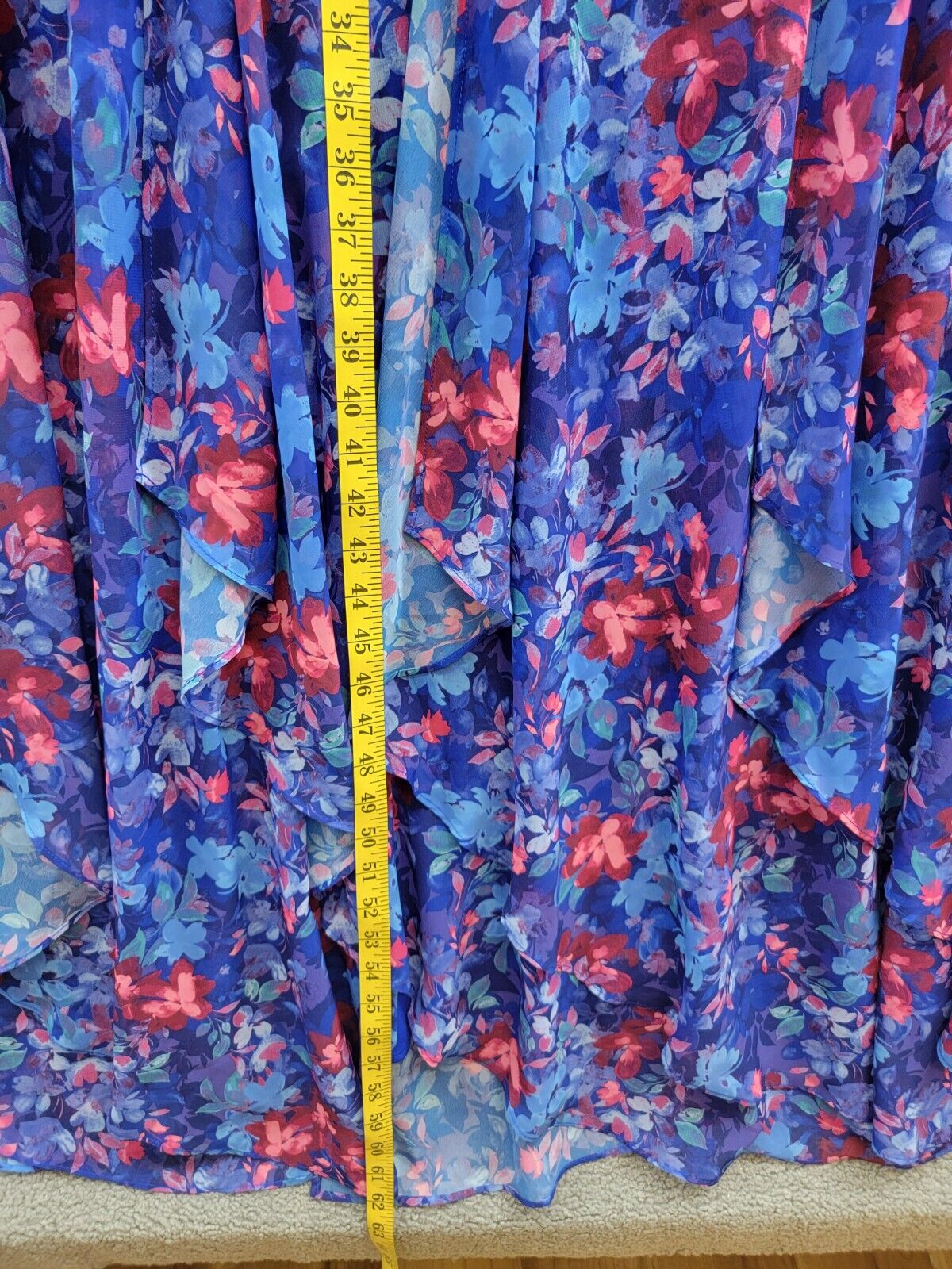 R & M Richards Plus Size Floral-Print Ruffled Maxi Dress Women's 16W Blue Multi - Picture 7 of 16
