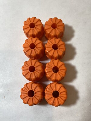 (8) LEGO Hard Plastic Wheels-ORANGE- #6118- Space Tires