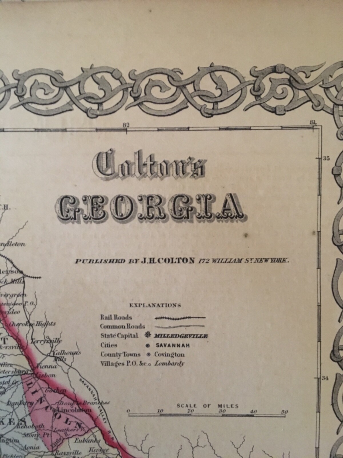 J.H. Colton’s 1859 Atlas Map of Georgia