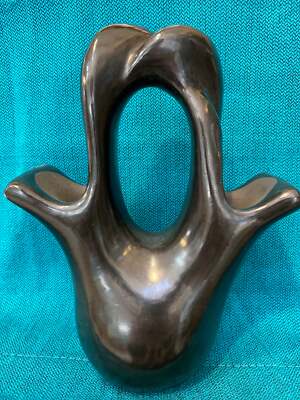 Santa Clara Black Wedding Vase Pottery; Approx. 8.5 H X 7 W; Artist Paulina Mari
