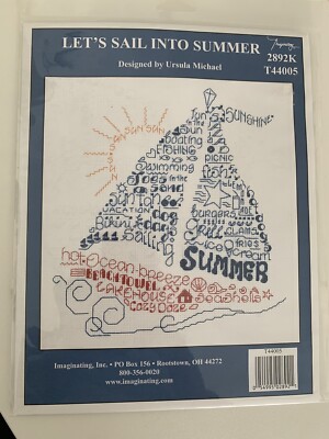 NEW Cross Stitch Kit, Summer Sailboat Typography Sail Into Summer Red White Blue