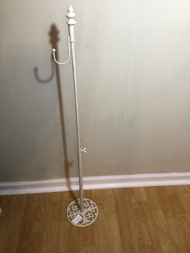 Adjustable Plant Hanger, White Washed Metal Beachy New 22-40” Height One Hook