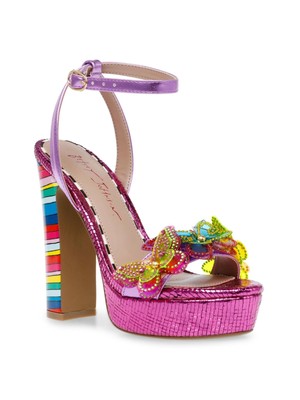 

BETSEY JOHNSON Женские розовые босоножки на каблуке Noemi на платформе 1-1/2 дюйма с бабочкой, 10 м, Розовый, NOEM01S5