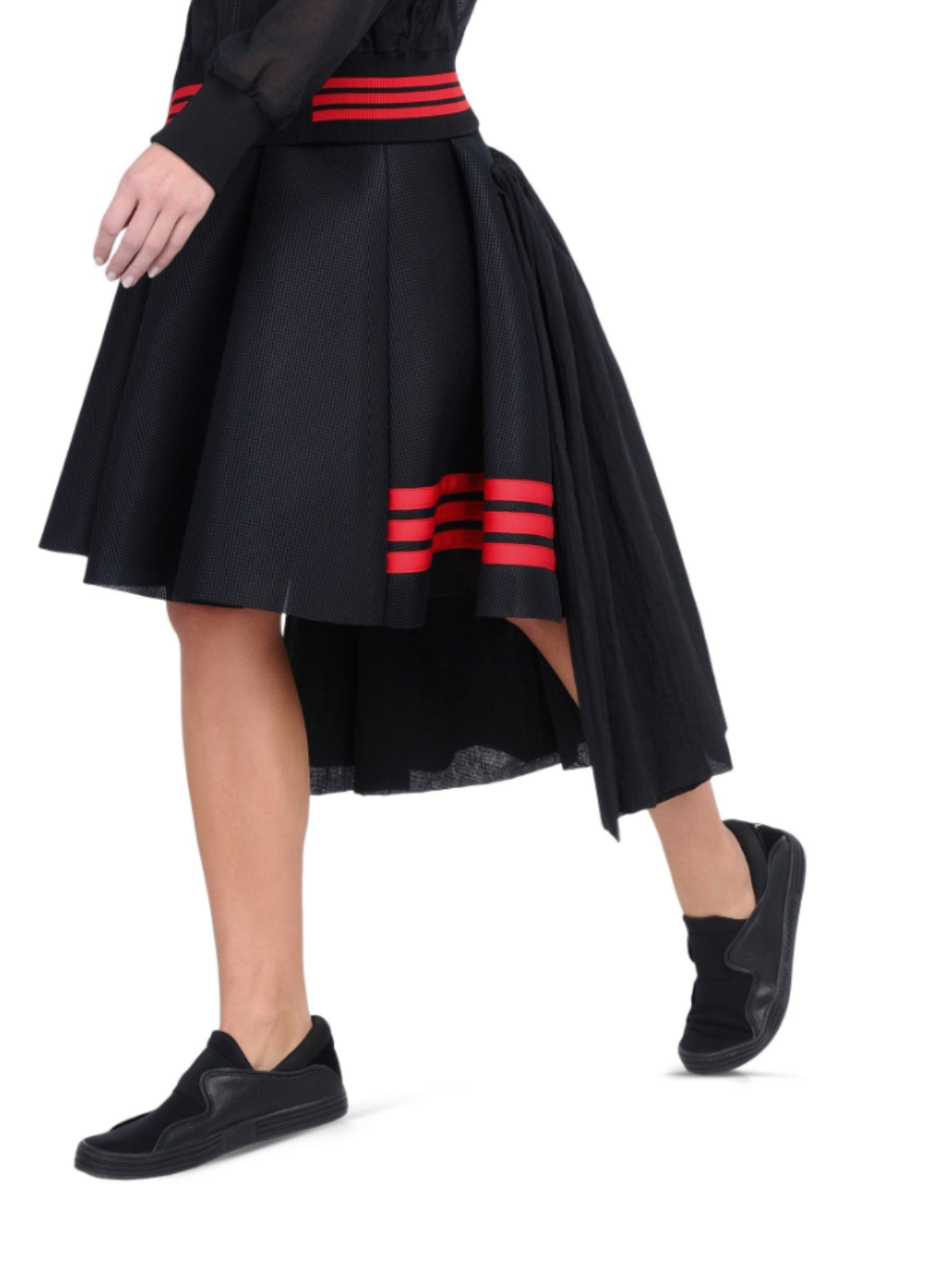 Y-3 yohji yamamoto スリーライン フレアスカート　アディダス adidas Y-3 by Yohji Yamamoto Black Asymmetrical Flare Skirt