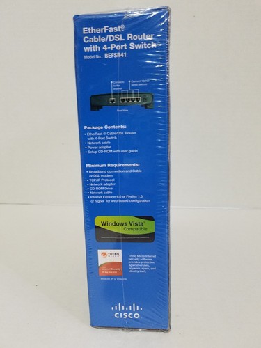 Linksys EtherFast BEFSR41 4-Port 10/100 Wired Cable / DSL Router NEW SEALED