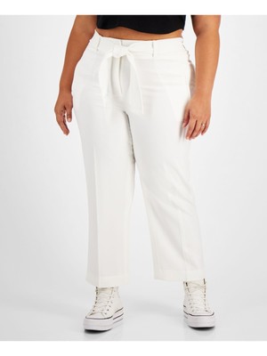 

BAR III Женские брюки цвета слоновой кости с завязками и высокой талией на крючках и высокой талией Плюс, Цвет слоновой кости, 10834342