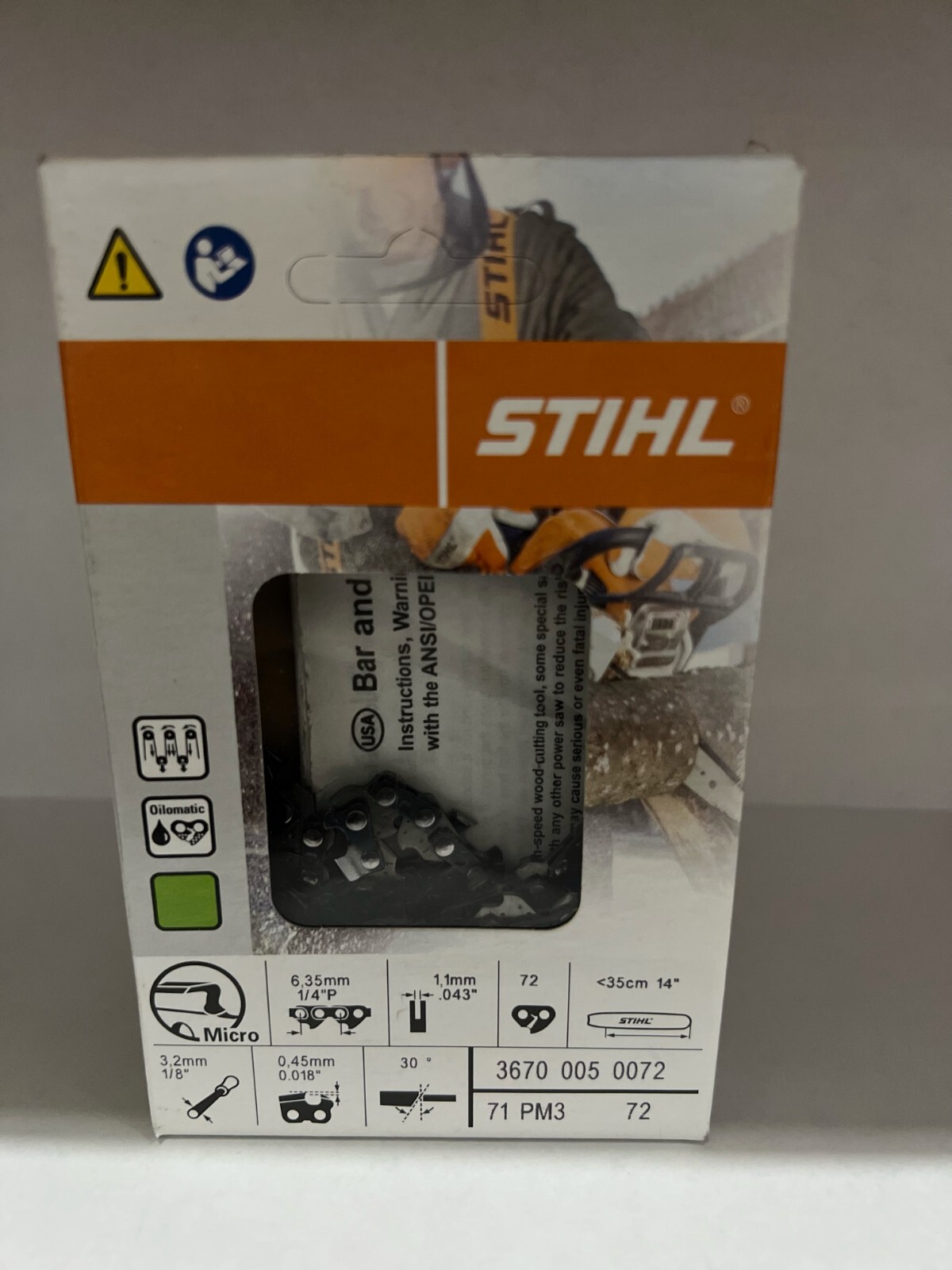 71PM3 72 STIHL NEW CHAINSAW CHAIN ht 133 14 in. 1/4p .43