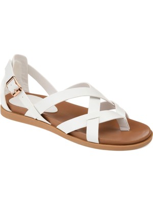 

JOURNEE COLLECTION Женские белые сандалии на платформе с узором Basket Weave, Белый, ZIPORAH