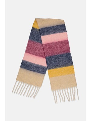 Женский темно-синий объемный зимний шарф с бахромой JENNI Womens