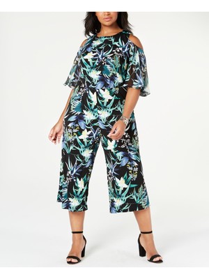 

Женский черный укороченный комбинезон с круглым вырезом CONNECTED APPAREL Plus