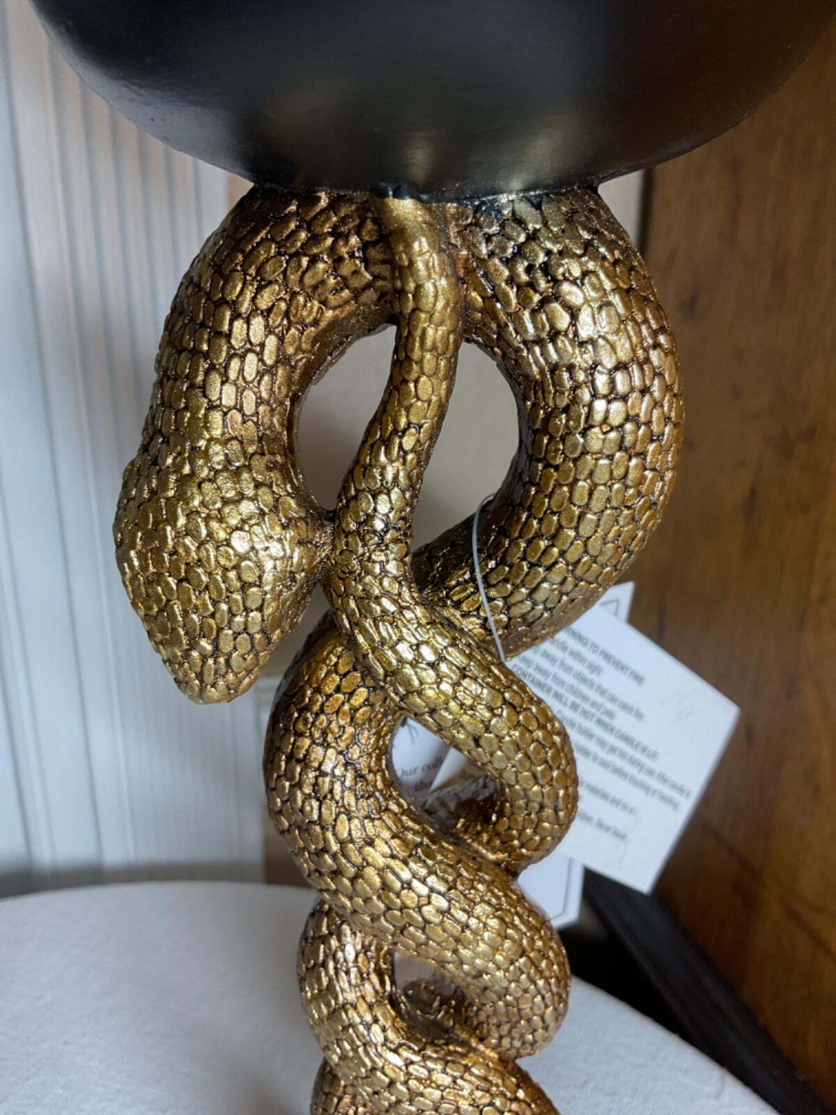 MARTHA STEWART GOLD BLACK SNAKES Candle Holder 12 INCHES TALL NWT