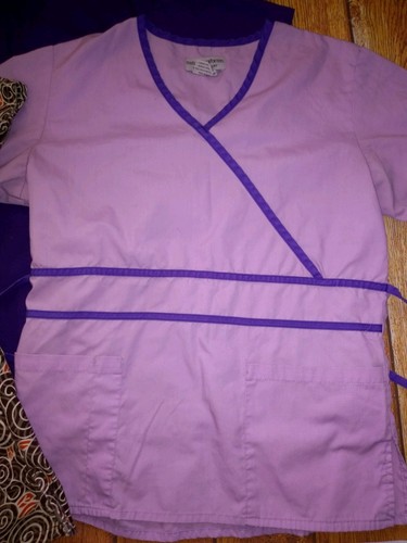 Lot of 3 Small Women's Scrub Tops Shirts Blackstar Natural Uniforms Good Scrubs