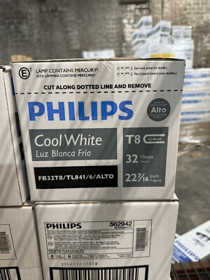 6 Pack Philips T8 32 Watts 22.7/16 U Bent Cool white Light Bulbs