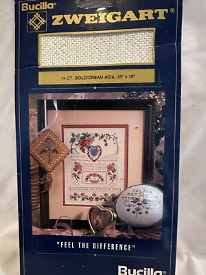 Bucilla Zweigart 14 CT Gold Cream  Aida 15'' X 18''  1995 Package Sealed Vintage