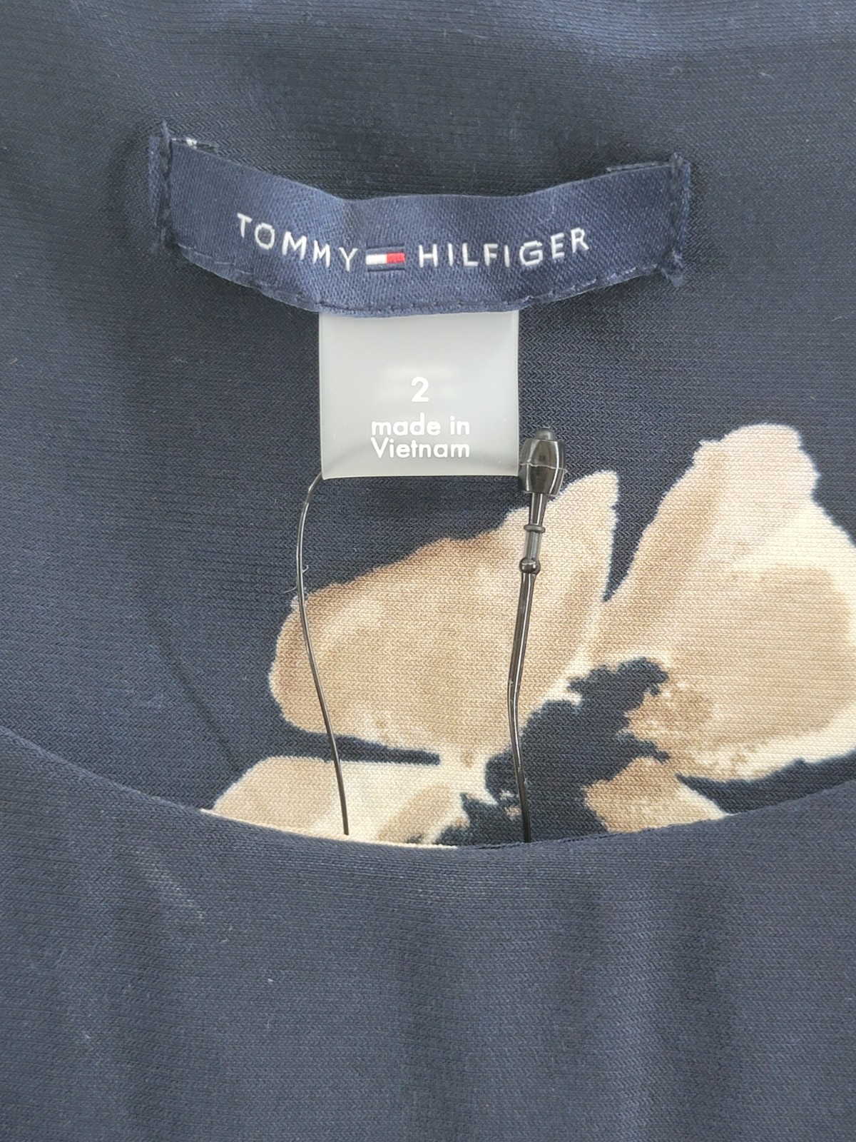 Tommy Hilfiger Floral A-Line Dress Women's 2 Sky Captain/Khaki Crewneck Pullover - Picture 8 of 14