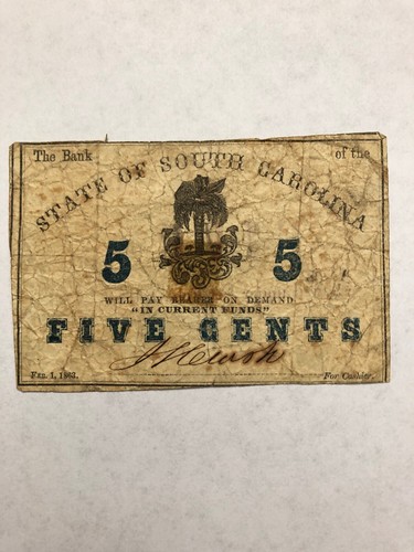 SET South Carolina of 5,10,15,25,50 & 75 Cents Notes Civil War Confederate Money