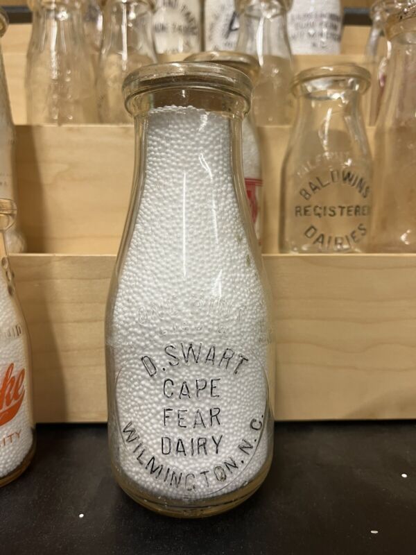 Rare D. Swart Cape Fear Milk Bottle Pint Dairy Wilmington NC North Carolina