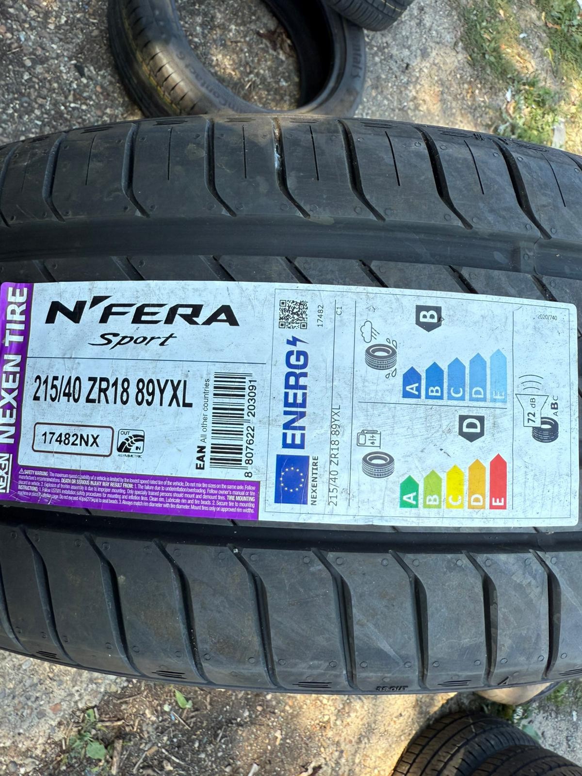 New 215 40 18 Nexen, Nfera Sport, XL, 89Y, x1 Single Tyre (F1_tyres) YD156