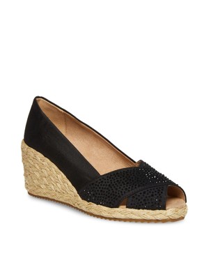 

ANNE KLEIN Женские черные босоножки без шнуровки на танкетке Ezzie на платформе 1/2 дюйма, размер 8,5 м, Черный, EZZI02F9