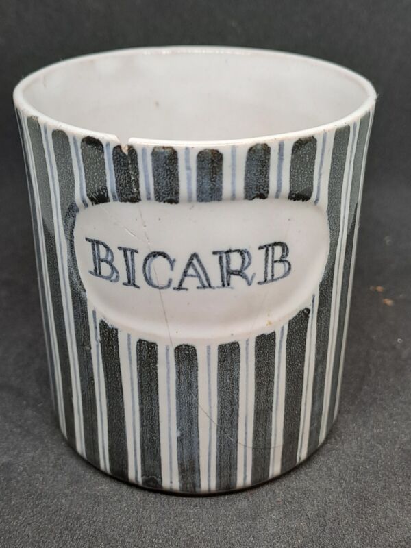 Rye Pottery Spice / Herb Jar Pot - No Lid Cottage Stripe Pattern - Bicarb