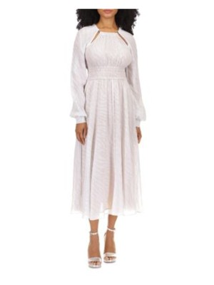 Женское белое миди-платье MICHAEL MICHAEL KORS с длинным рукавом и подкладкой на талии S