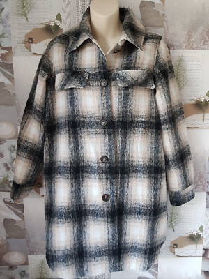 Next Petite Fleece Wool Check Longline Shacket Shirt Jacket Coat Size Small  VGC | eBay