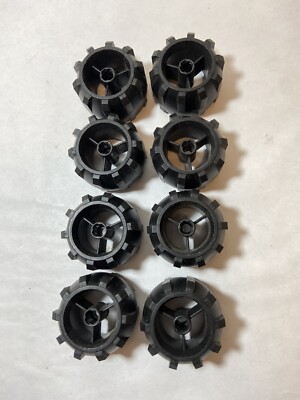 (8) LEGO Hard Plastic Spoked Wheels-Black- #30324-Space Tires