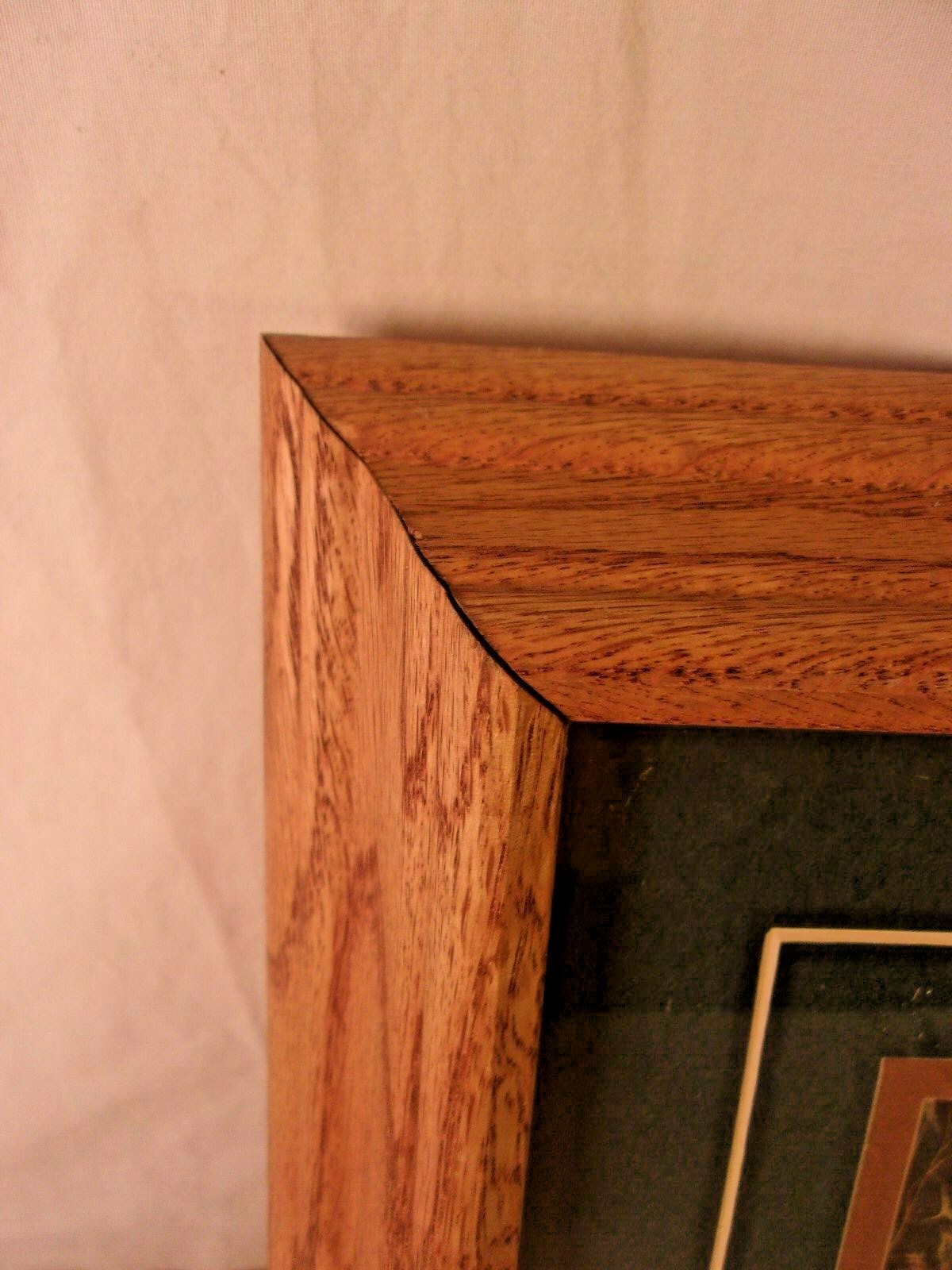 Vintage mid century OAK frame with print 12 1/2 x 14 1/2  holds 10x12