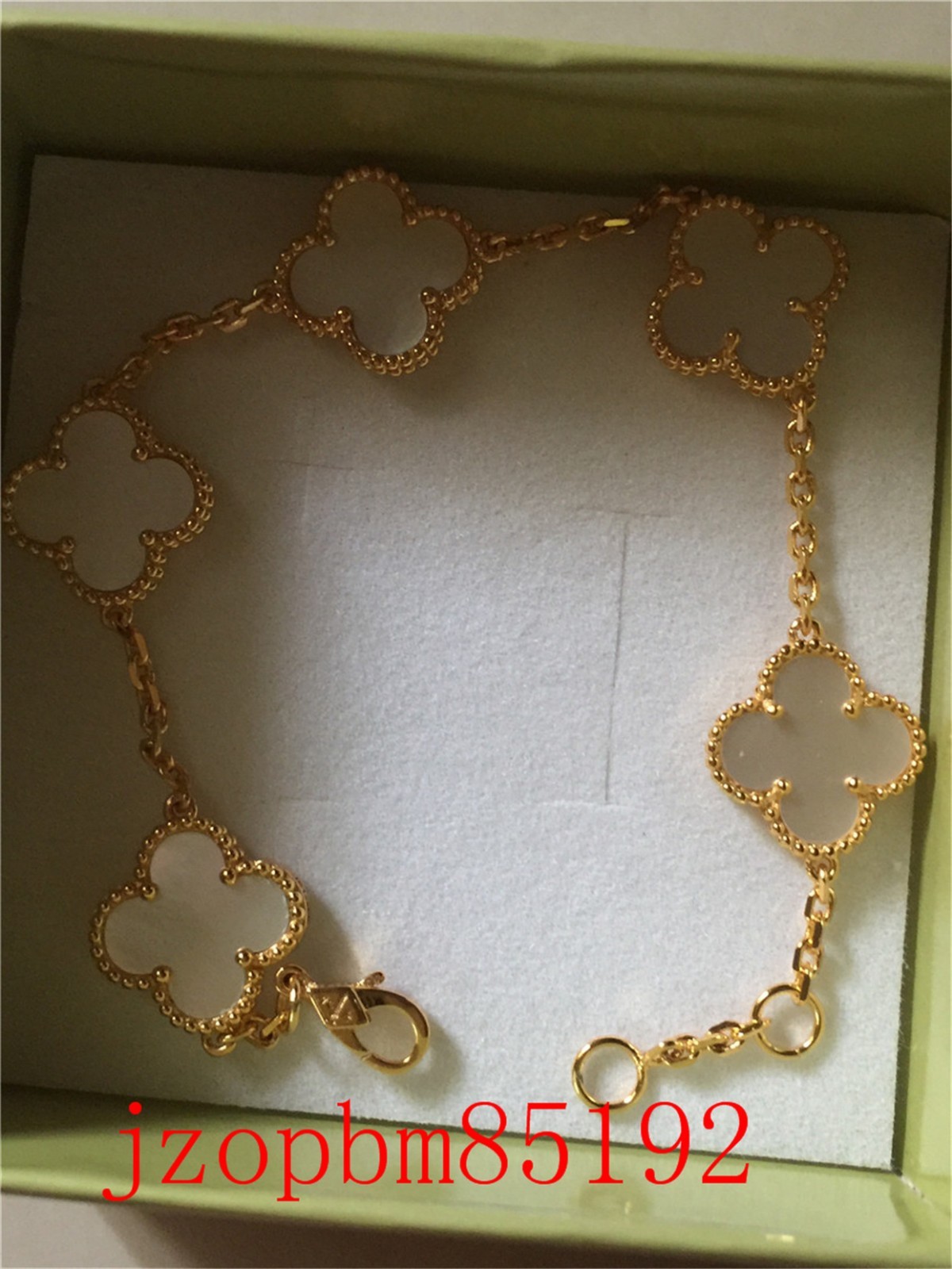 Van Cleef & Arpels 18K Alhambra mother of pearl 5 Motif Yellow Gold Bracelet