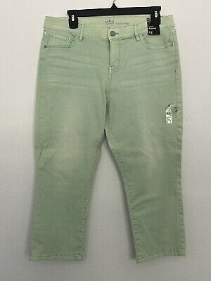 New York & Company Soho Cropped Legging Jeans Green Women Sz 12 NWT