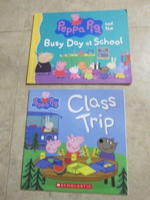 2 Paperback Peppa Pig books Busy Day at School & Class Trip