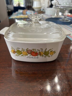 Vintage Corning Ware Spice of Life L Echalote A-1 ½-B with Pyrex A-7-C Lid 1.5L