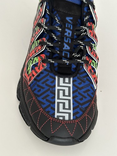 Pre-owned Versace Men's Greca Chain Reaction Sneakers Black 13 (46 Euro) It Dsu8094 It In Multicolor