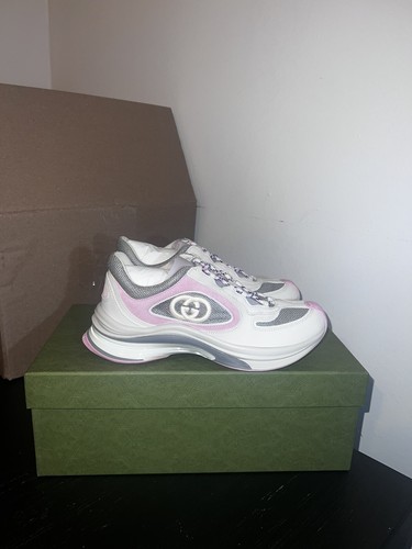Pre-owned Gucci Run Gg Logo Sneaker In White