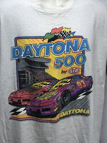 Daytona 500 Nascar Vintage 1993 STP Tee T-Shirt Made in USA Tour Premier Sports