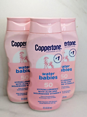 COPPERTONE WATER BABIES SUNSCREEN SPF 50 8 OZ NWOB LOT OF 3 *SEE DETAILS* 09/25
