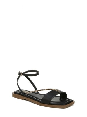 Женские черные босоножки FRANCO SARTO с цепочкой на каблуке 0,5 Mela с квадратным носком и блочным каблуком 6 М