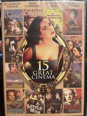 NEW 15 GREAT CINEMA DVD ELIZABETH TAYLOR SEAN CONNERY GREGORY PECK CHARLTON HEST