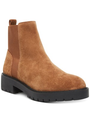 STEVE MADDEN Womens Brown 1/2 Platform Gliding Chelsea Leather Booties 7.5 M