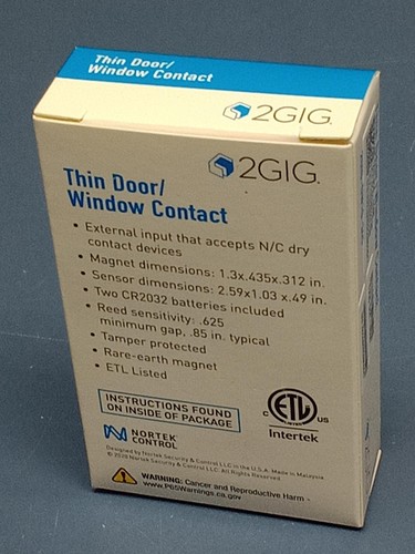 2GIG DW10-345 Wireless Thin Door/Window Home Security Contact Alarm Sensor