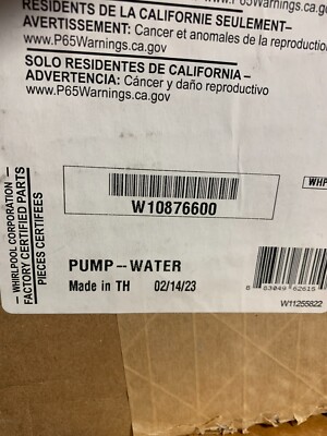 Whirlpool Washer Drain Pump W10876600 Genuine OEM Part