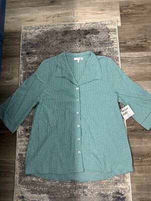 NWT Coral Bay Green Plaid Shirt Size XL