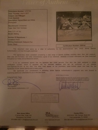 Joe DiMaggio Autograph PSA/DNA