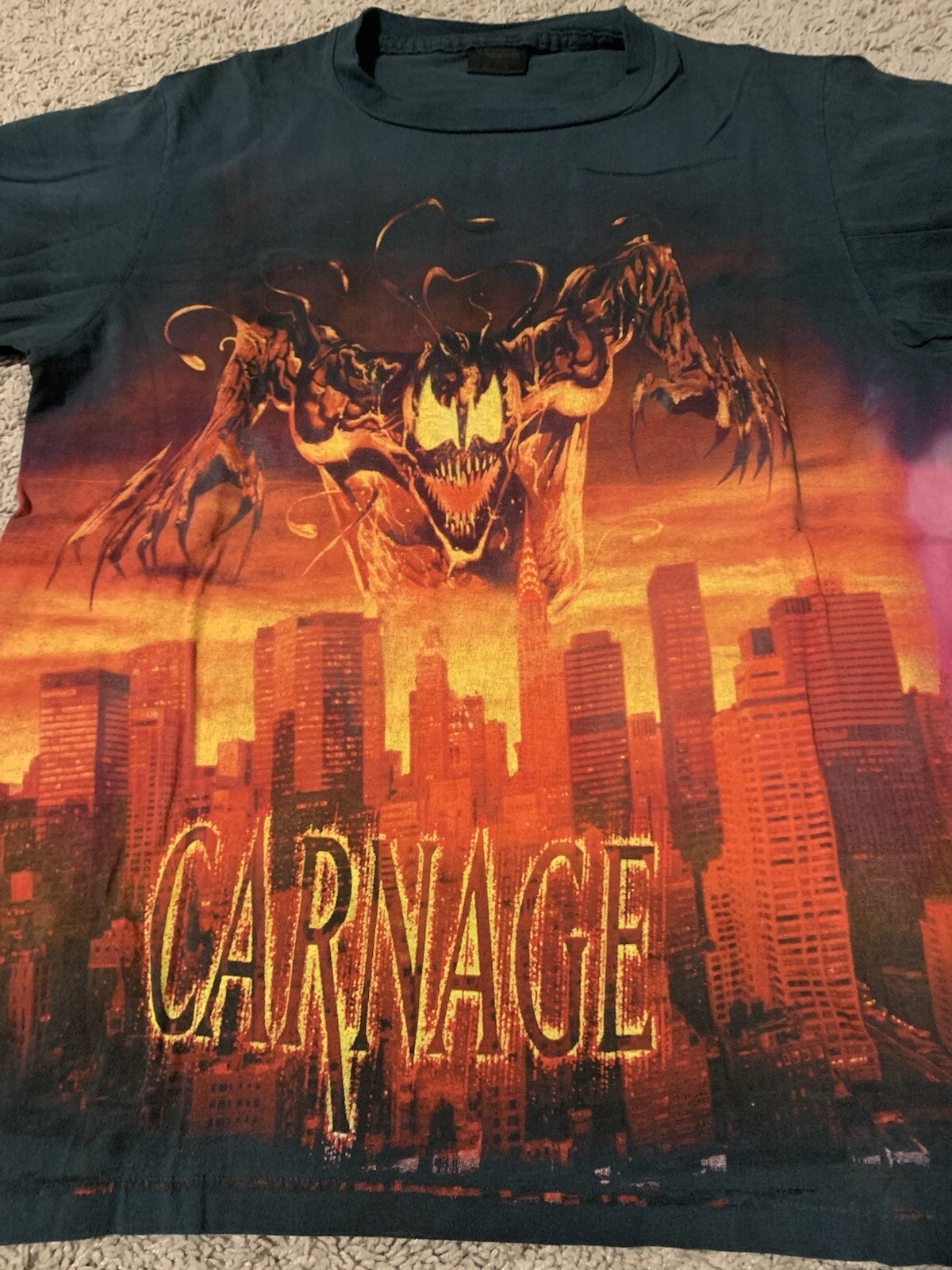 Vintage 1998 Marvel Comics Carnage shirt Rap Tee L All Over Print Tie Dye USA