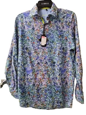 NWT $60 Visconti Blue Button Down Shirt Size Small