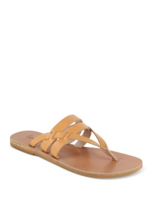 ВЕЛИКОЛЕПНЫЕ женские бежевые босоножки Salma с миндалевидным носком на кожаных ремешках-слипонах 11 B