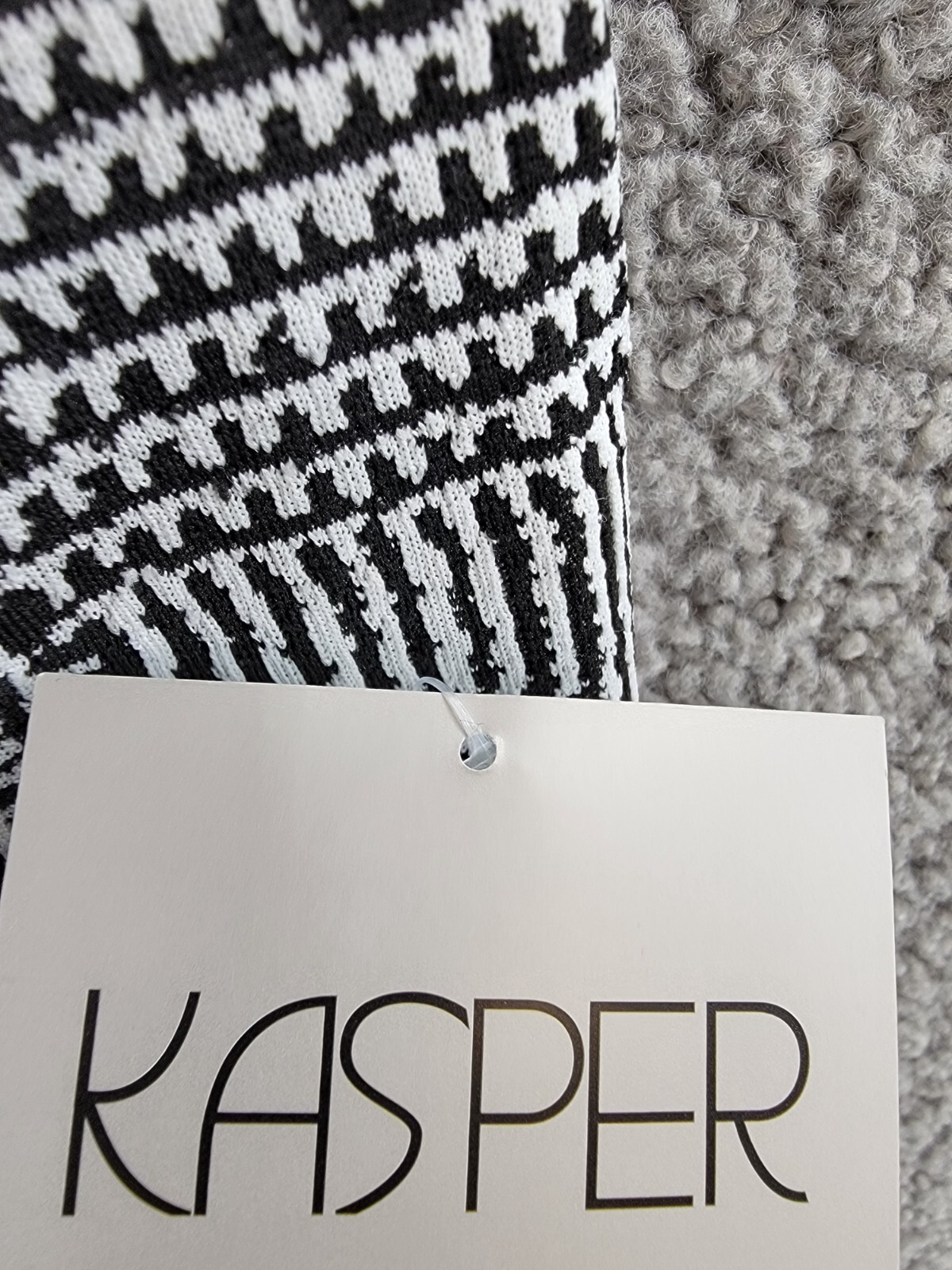 Kasper Double Button Front Longer Length Plaid Jacket Women's 16 Black/Vanilla - Picture 17 of 18